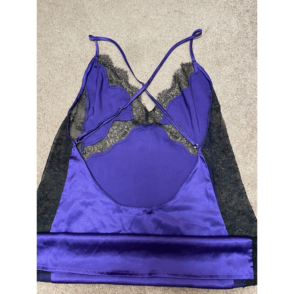 Victoria's Secret lingerie medium Satin Purple Black‎ Lace Camisole 2014 - Picture 3 of 9